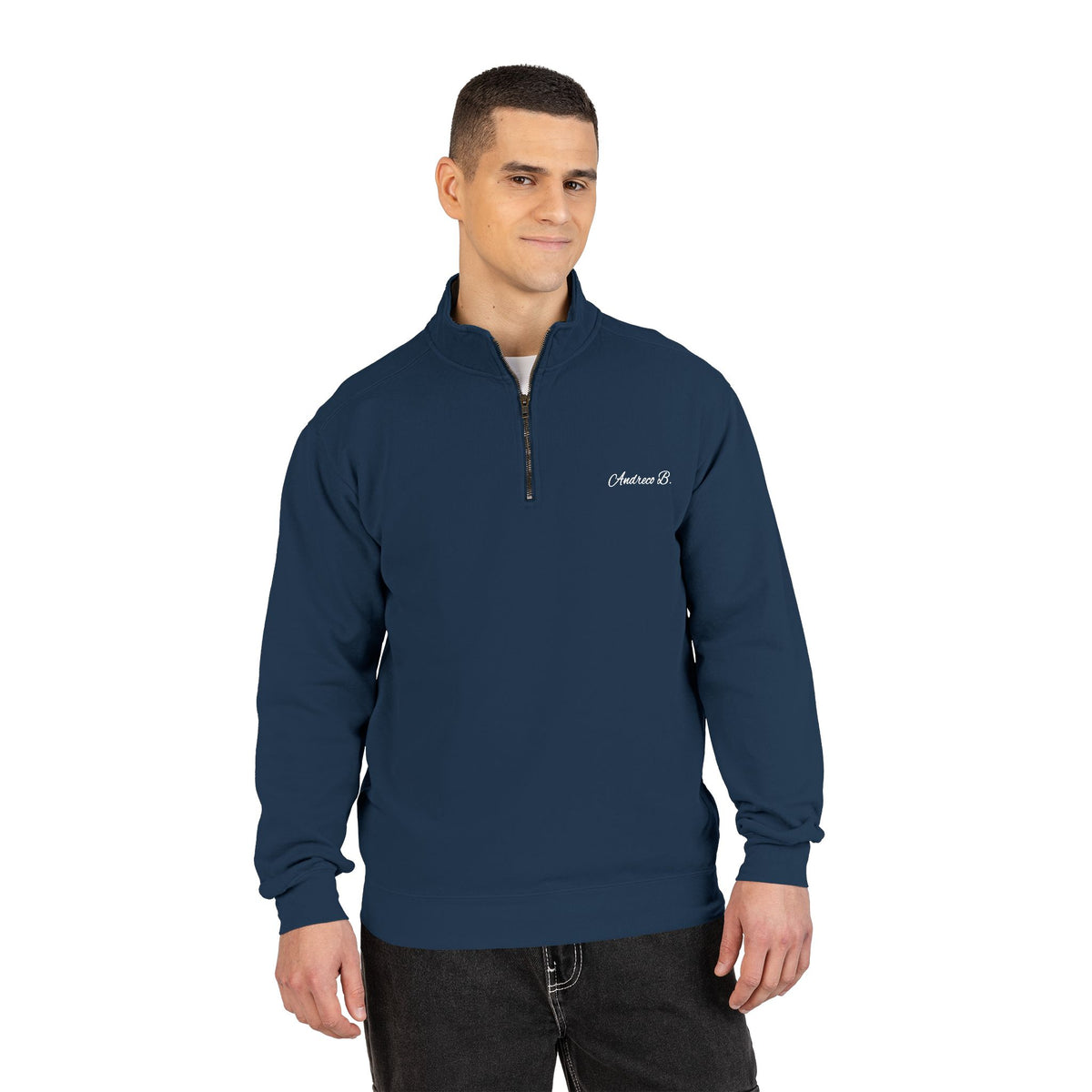 Andreco B. (Embrace The Gray) Quarter-Zip Sweatshirt – Beard Logo, Vintage Outdoor Vibe