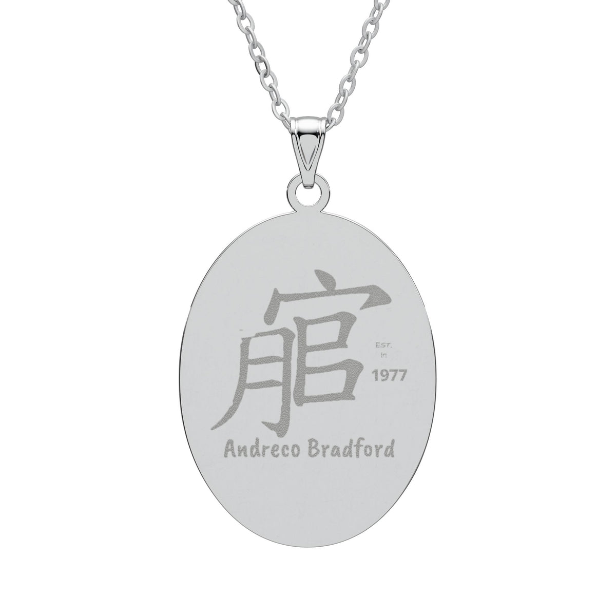 Andreco B. Engraved Oval Pendant Necklace