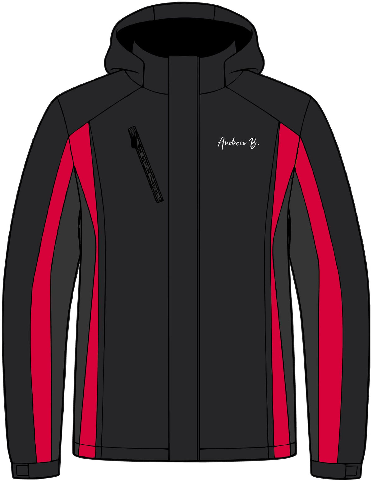 Andreco B. 3-in-1 Jacket — Navy Windbreaker with Hood & Back Circle Script Accent