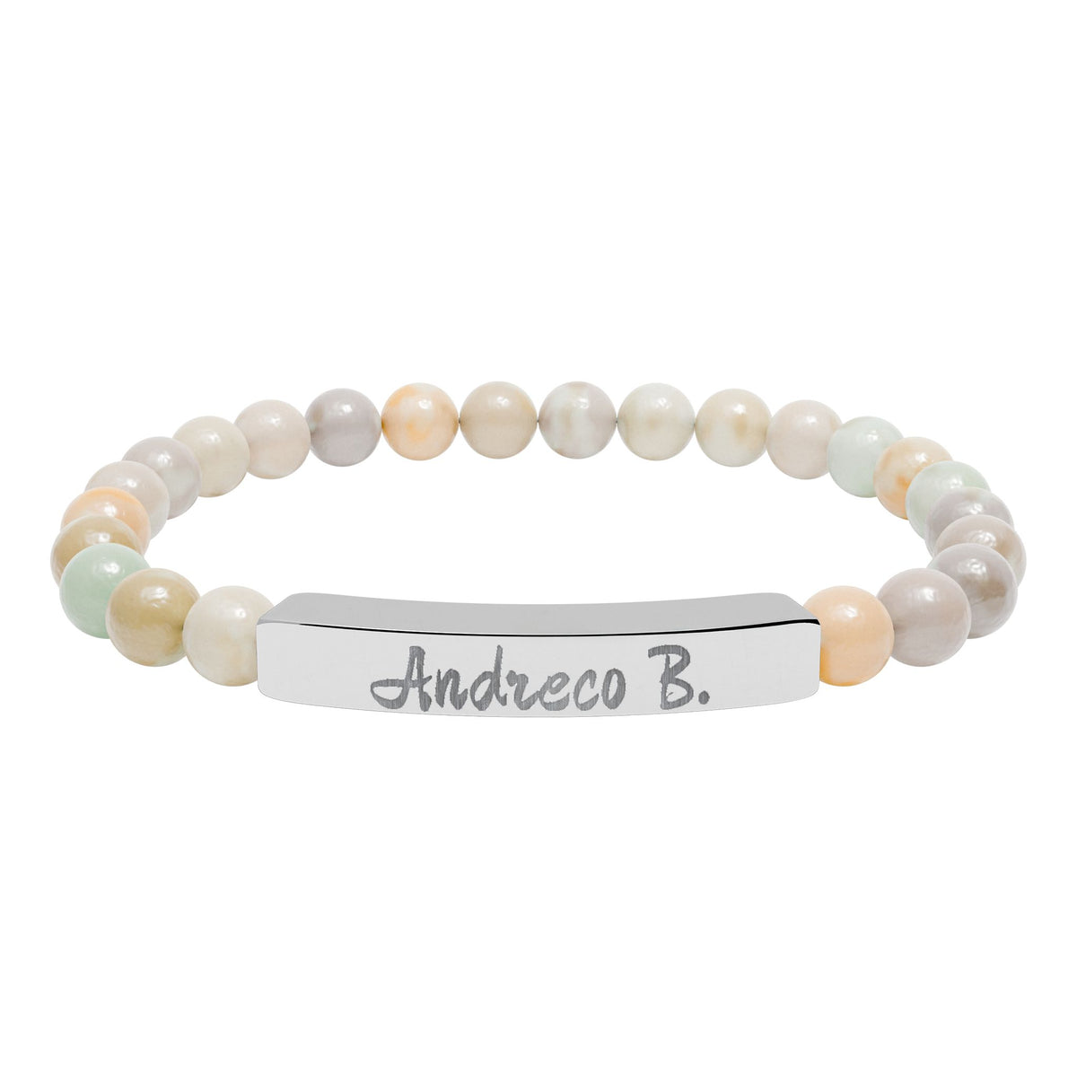 Andreco B. Natural Stone Beaded Bar Bracelet