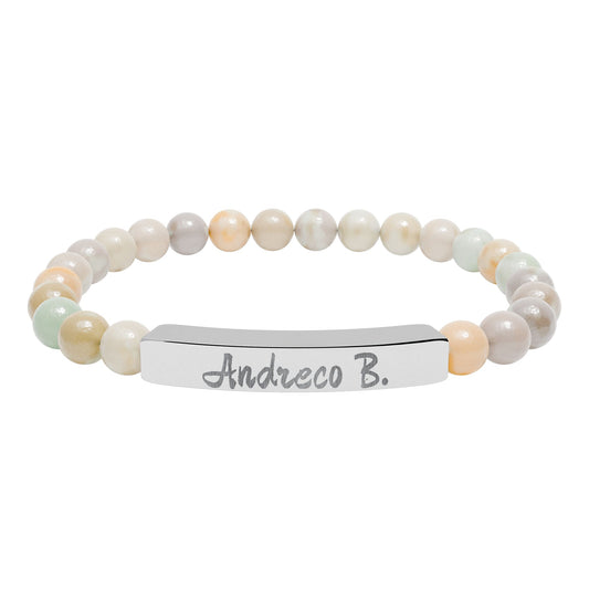Andreco B. Natural Stone Beaded Bar Bracelet
