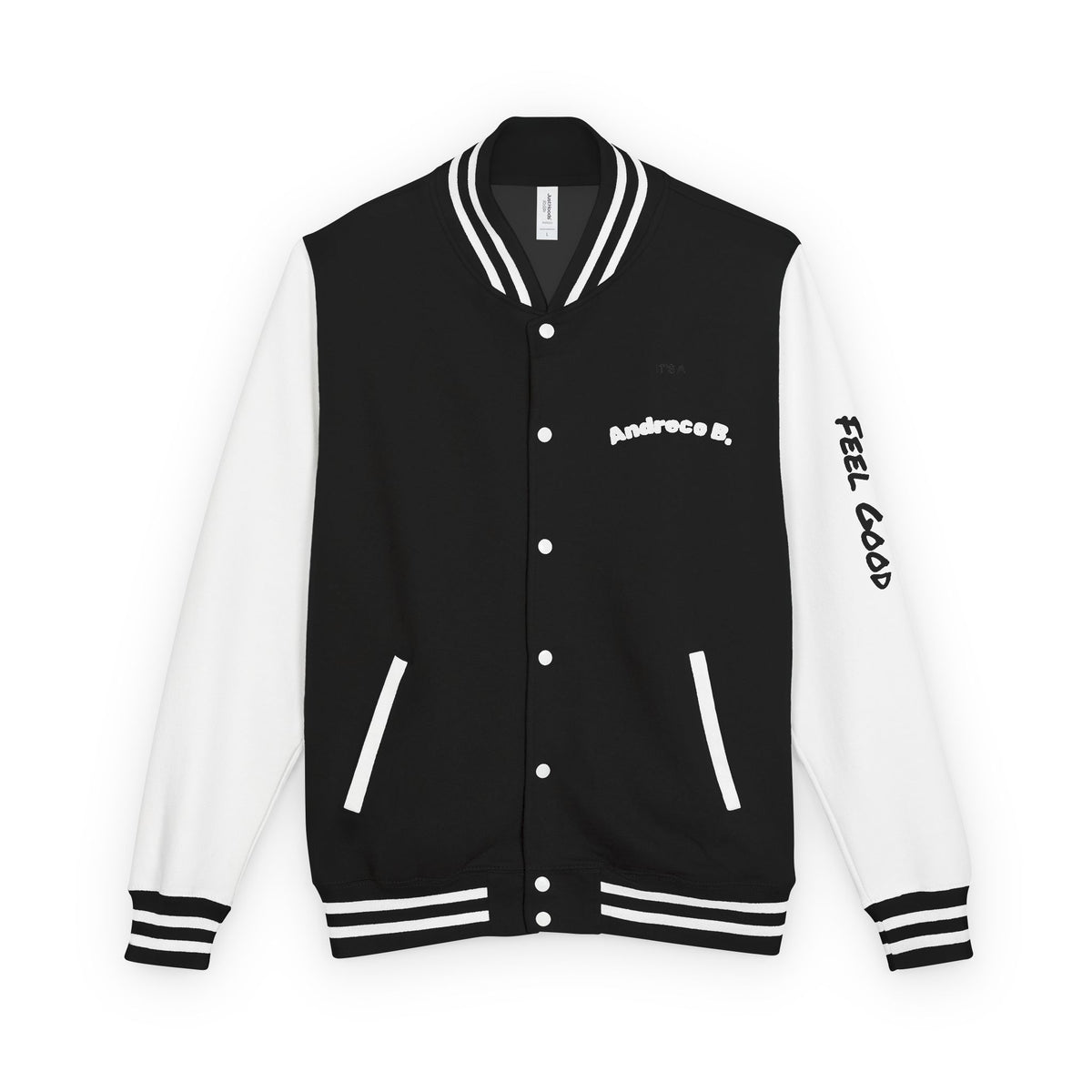 Andreco B. Letterman Jacket — 'Fast Class' Black & White Varsity Bomber