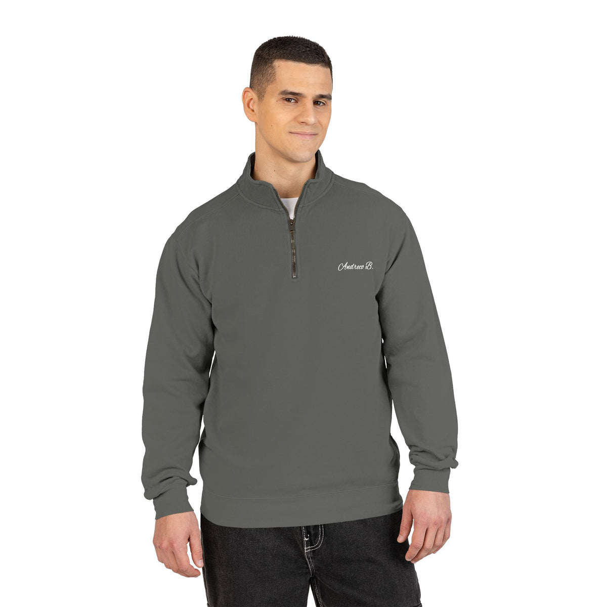 Andreco B. (Embrace The Gray) Quarter-Zip Sweatshirt – Beard Logo, Vintage Outdoor Vibe