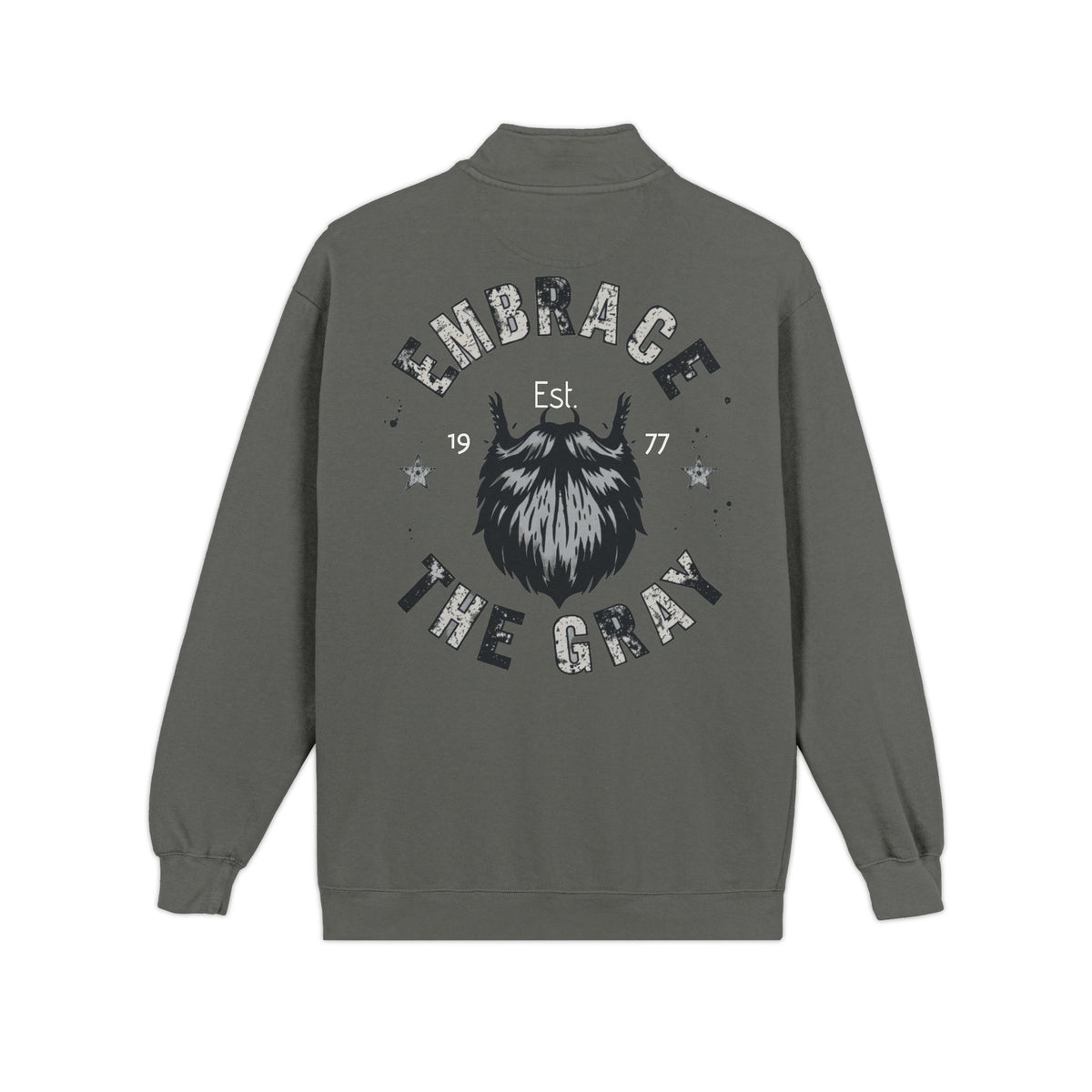 Andreco B. (Embrace The Gray) Quarter-Zip Sweatshirt – Beard Logo, Vintage Outdoor Vibe
