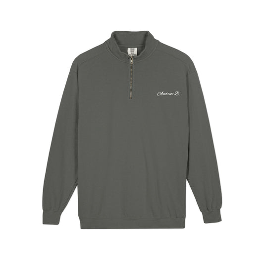 Andreco B. (Embrace The Gray) Quarter-Zip Sweatshirt – Beard Logo, Vintage Outdoor Vibe