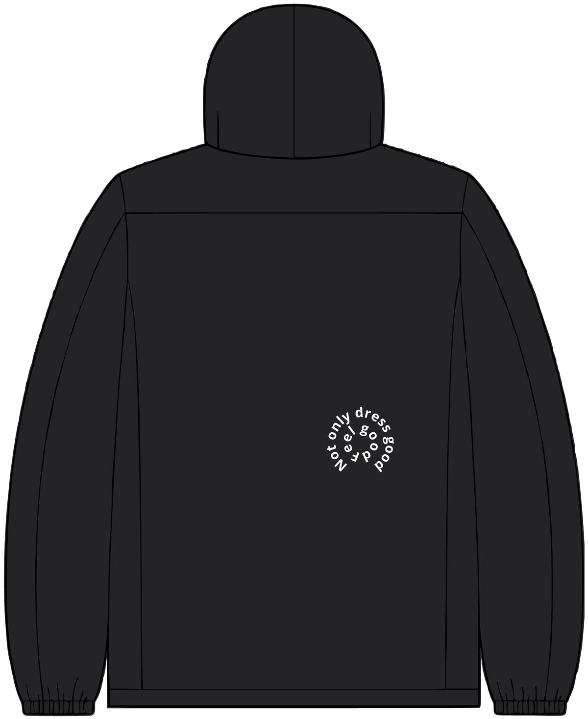 Andreco B. 3-in-1 Jacket — Navy Windbreaker with Hood & Back Circle Script Accent