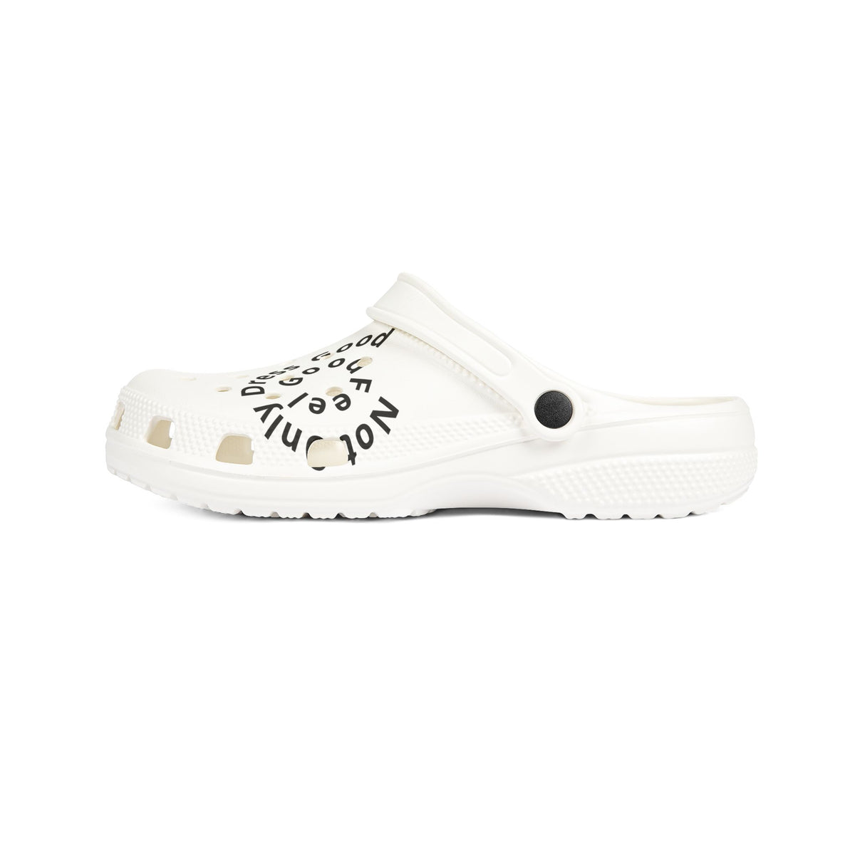 White EVA Foam Clogs with Black Asian Calligraphy Accent