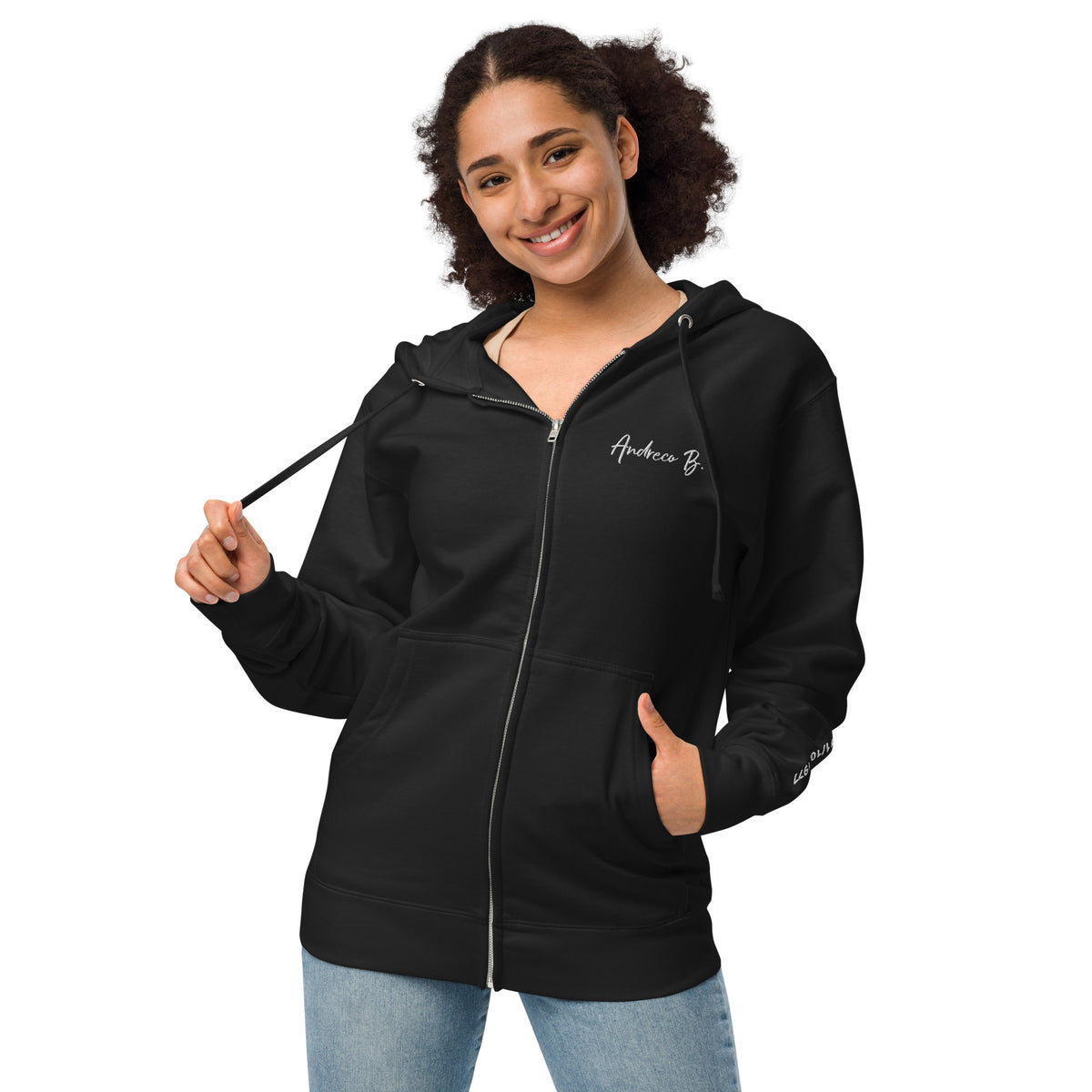 Unisex fleece zip up hoodie