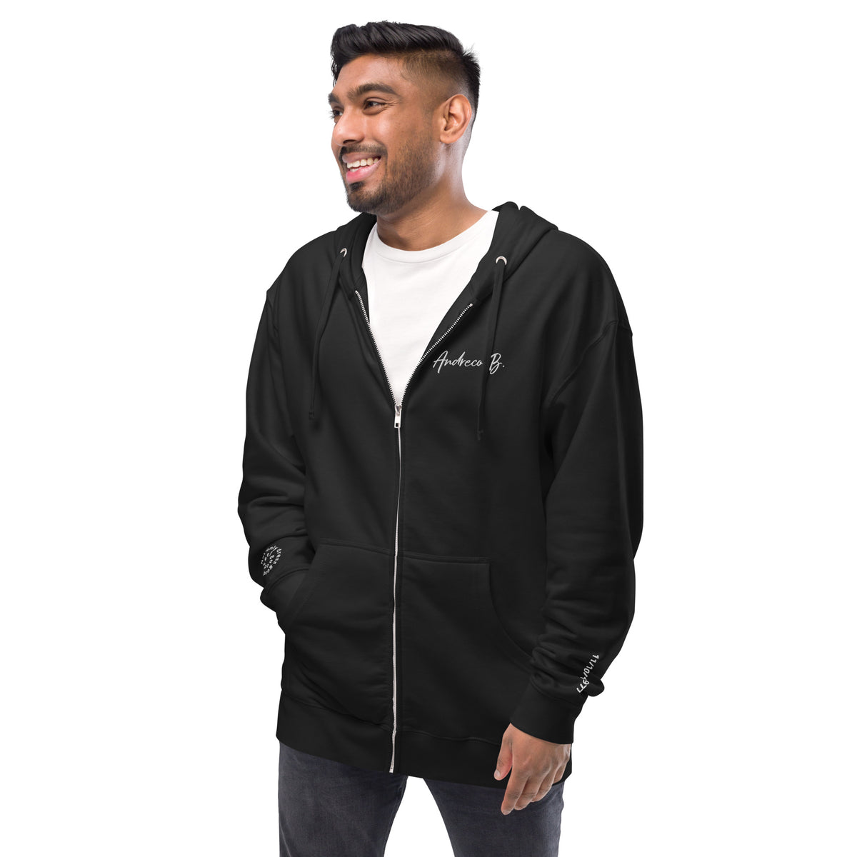 Unisex fleece zip up hoodie